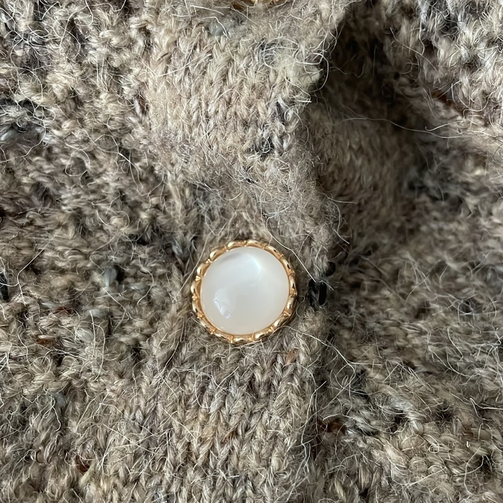 Heartloom Tan Textured Knit Cardigan Grandpa Sweater Neutral - Picture 5 of 10